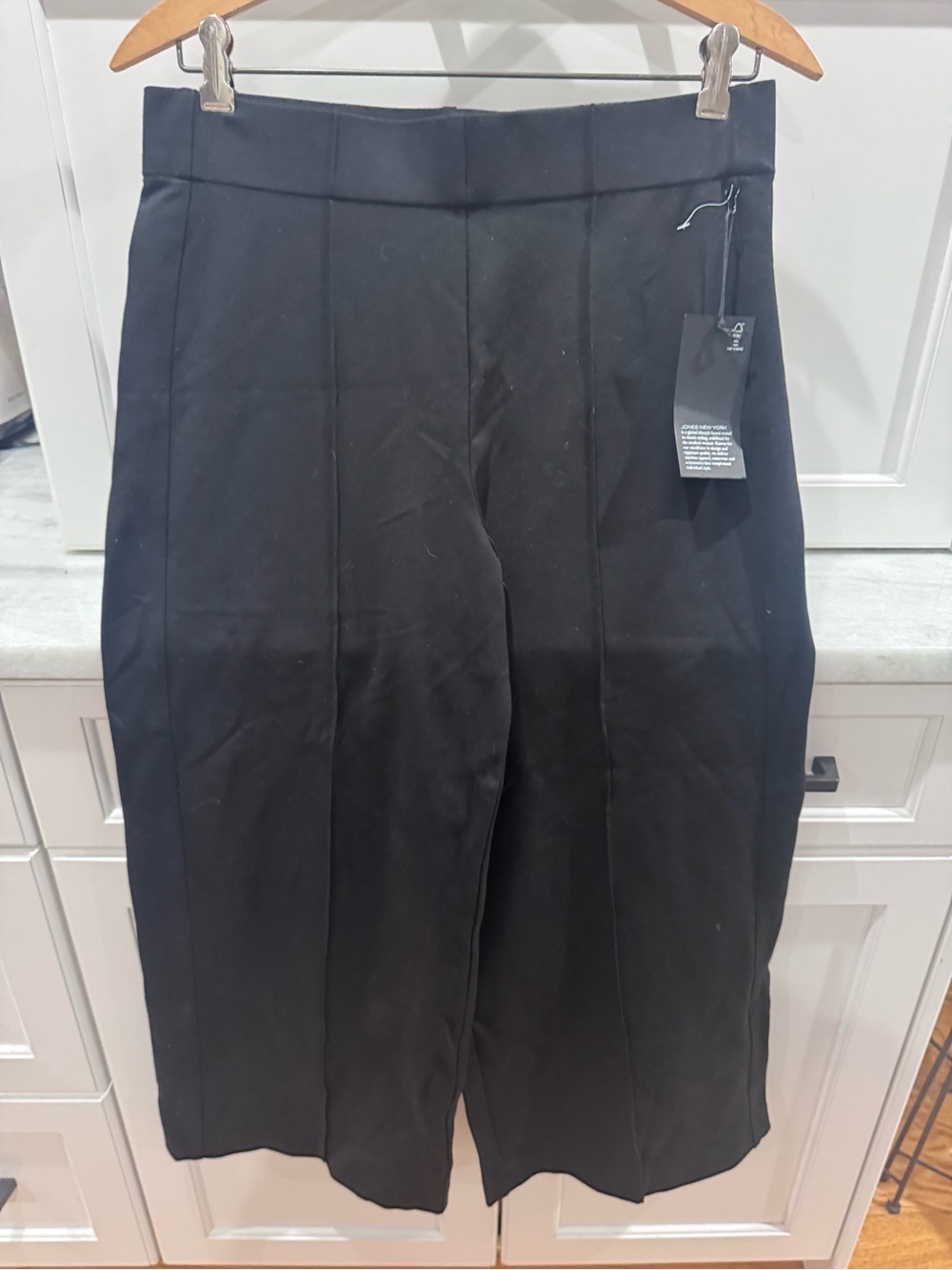 Jones New York Black Cropped Wide-Leg Trousers